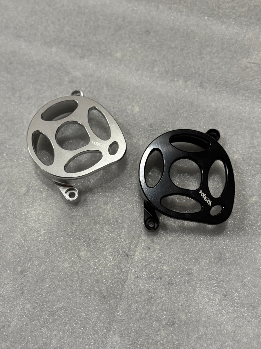 Surron Ultra Bee Metal Motor Cover | CNC Upgrade Replacement (Black & Chrome) — view 2