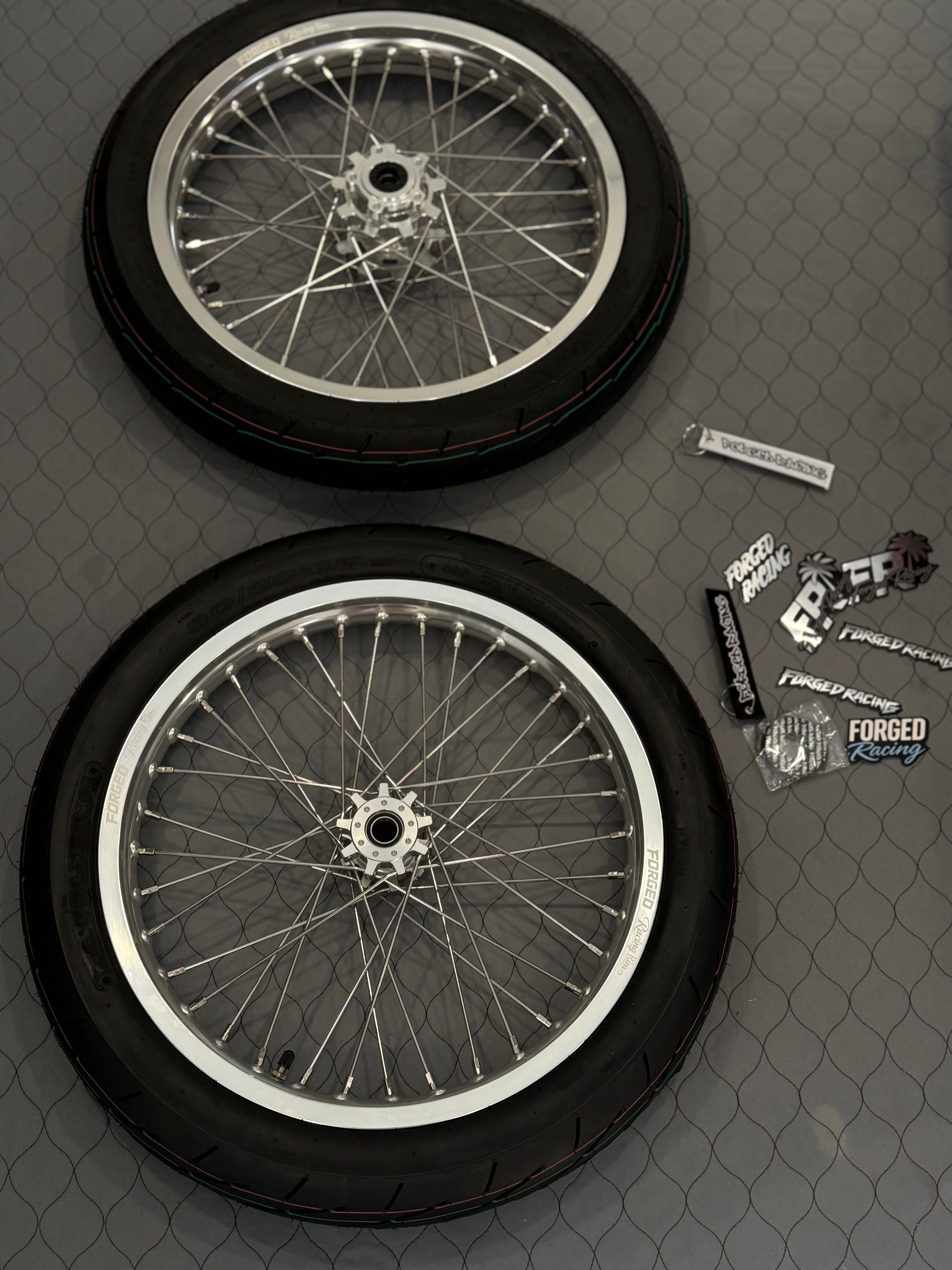 Surron Ultra Bee 17" Supermoto Wheelset - Black/Chrome Finish