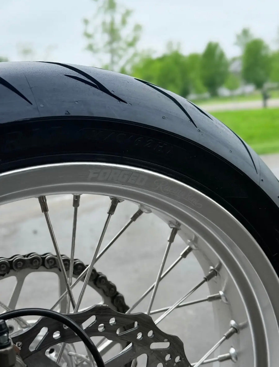 Surron Ultra Bee 17" Supermoto Wheelset - Black/Chrome Finish — view 3