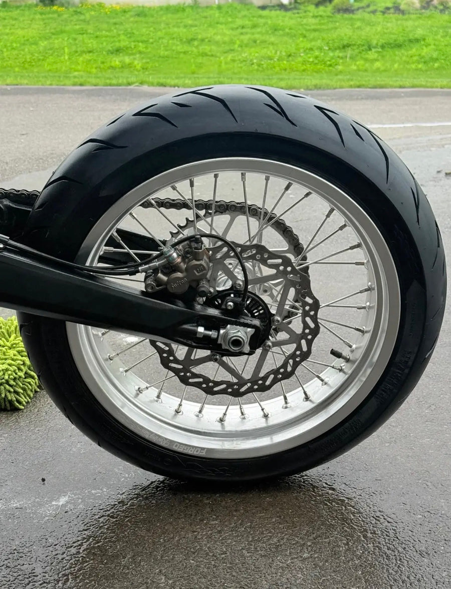Surron Ultra Bee 17" Supermoto Wheelset - Black/Chrome Finish — view 4