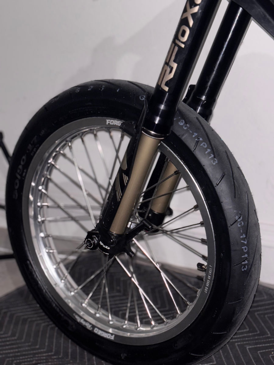 Surron Light Bee X / E-Ride Pro Supermoto Wheelset (Thick/Wide) - Chrome Silver / Gloss Black — view 2