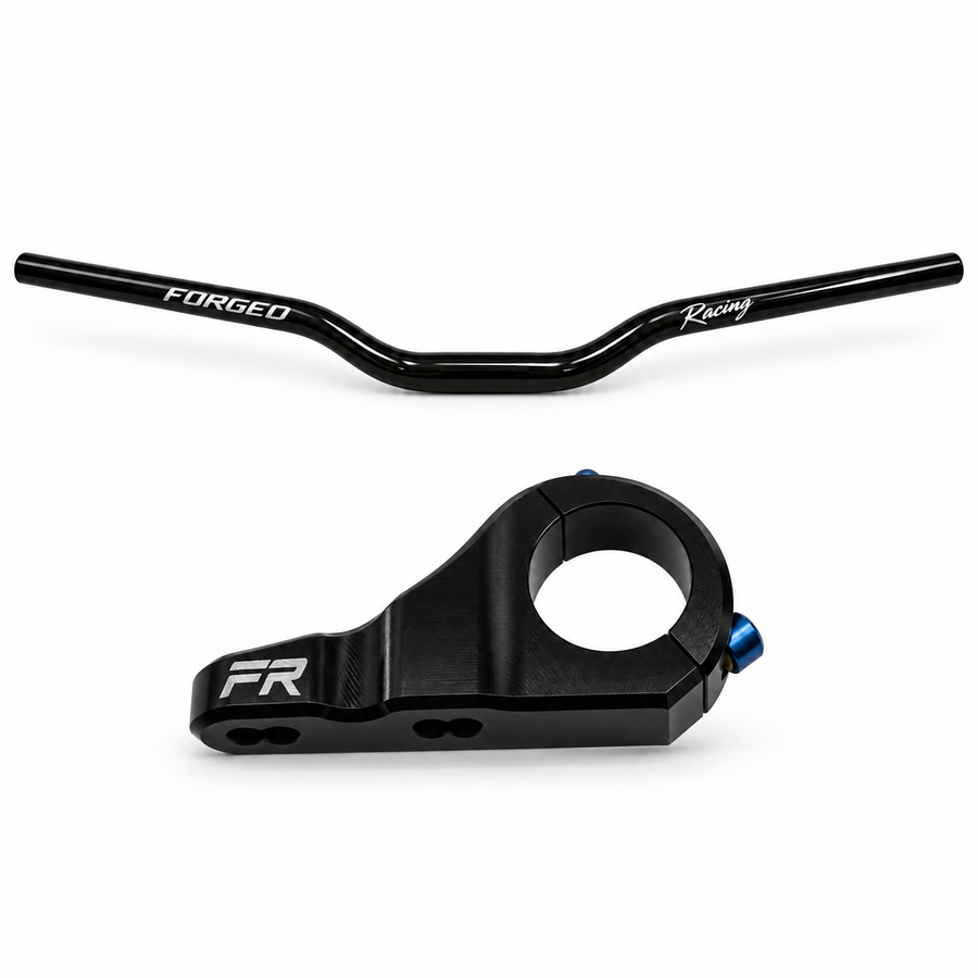 Black Forged Racing direct mount with Forged Racing 31.8mm handlebars combo for Surron and Talaria