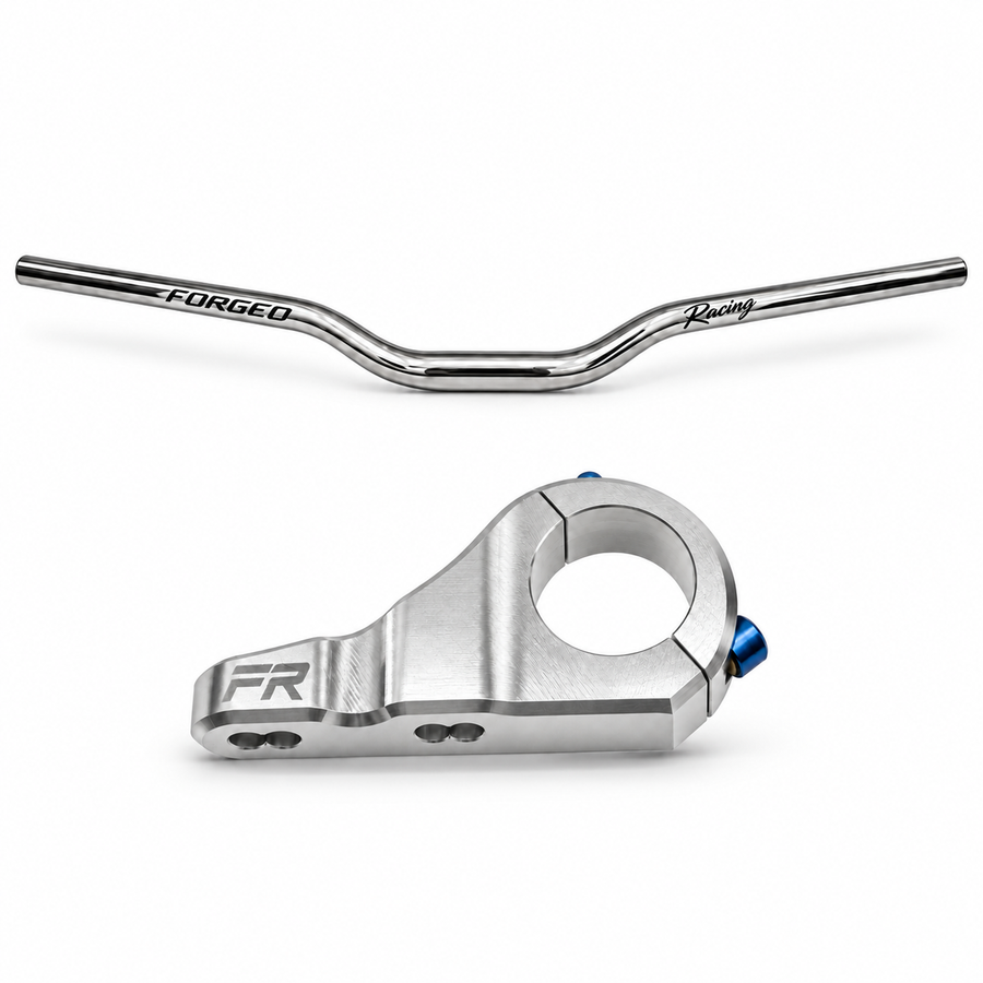 Chrome silver Forged Racing direct mount with Forged Racing 31.8mm handlebars combo for Surron and Talaria