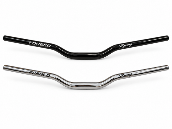 Forged Racing 31.8mm aluminum handlebars in gloss black and chrome for Surron, Talaria and E-Ride Pro